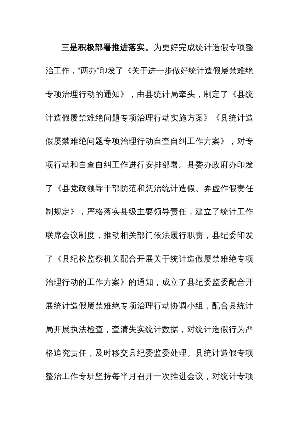 统计造假问题专项整治工作情况报告参考范文_第3页