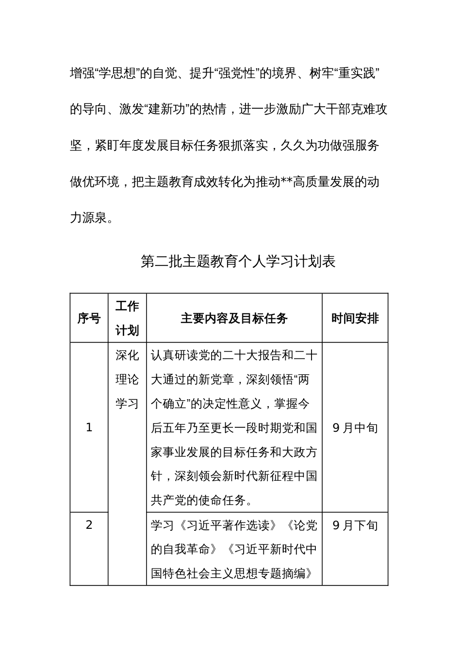 2023年第二批主题教育个人学习计划参考范文（含2份学习计划表）_第3页