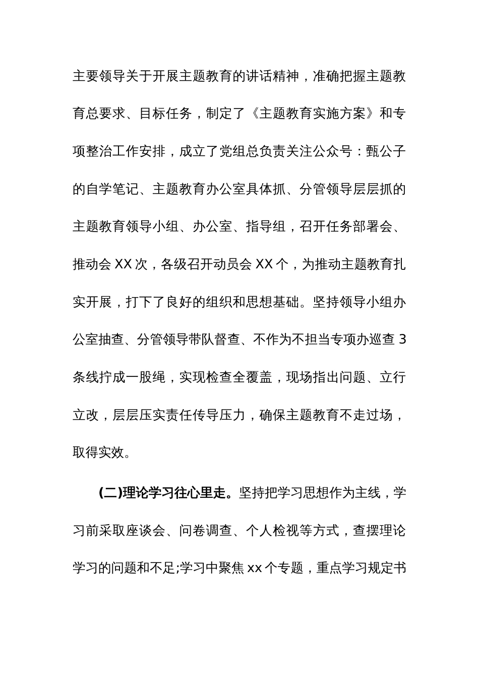 班子2023年主题教育自查评估报告和问题台账范文_第2页