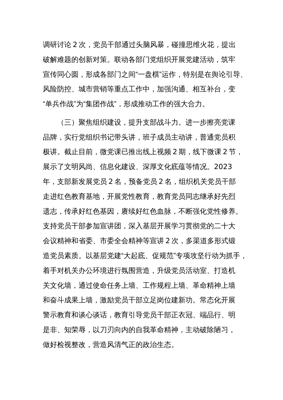 2023年党支部工作总结及2024年工作计划参考范文_第2页