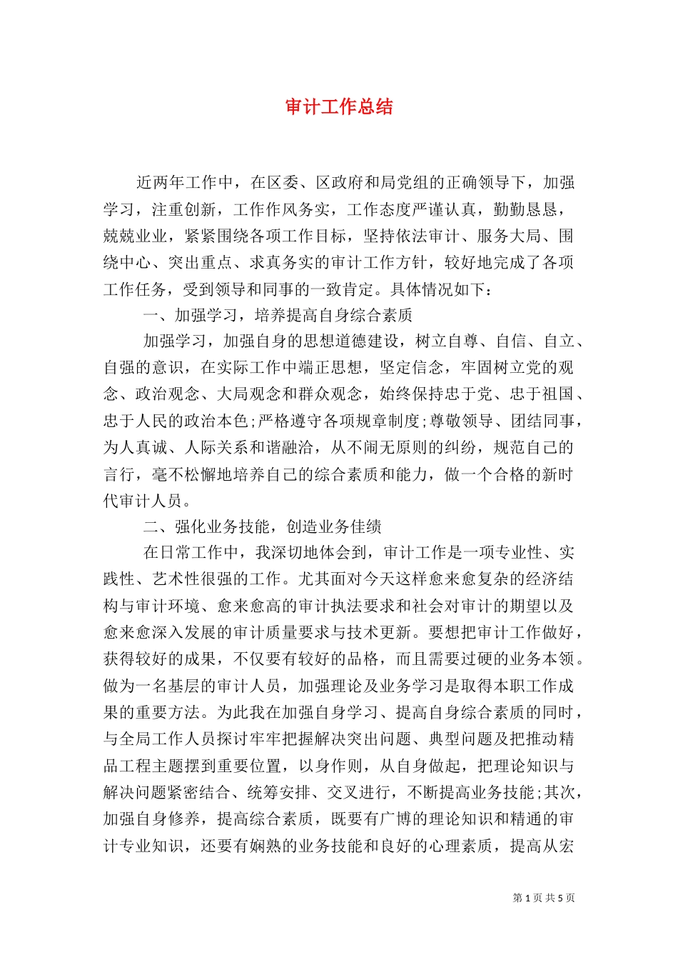 审计工作总结（九）_第1页