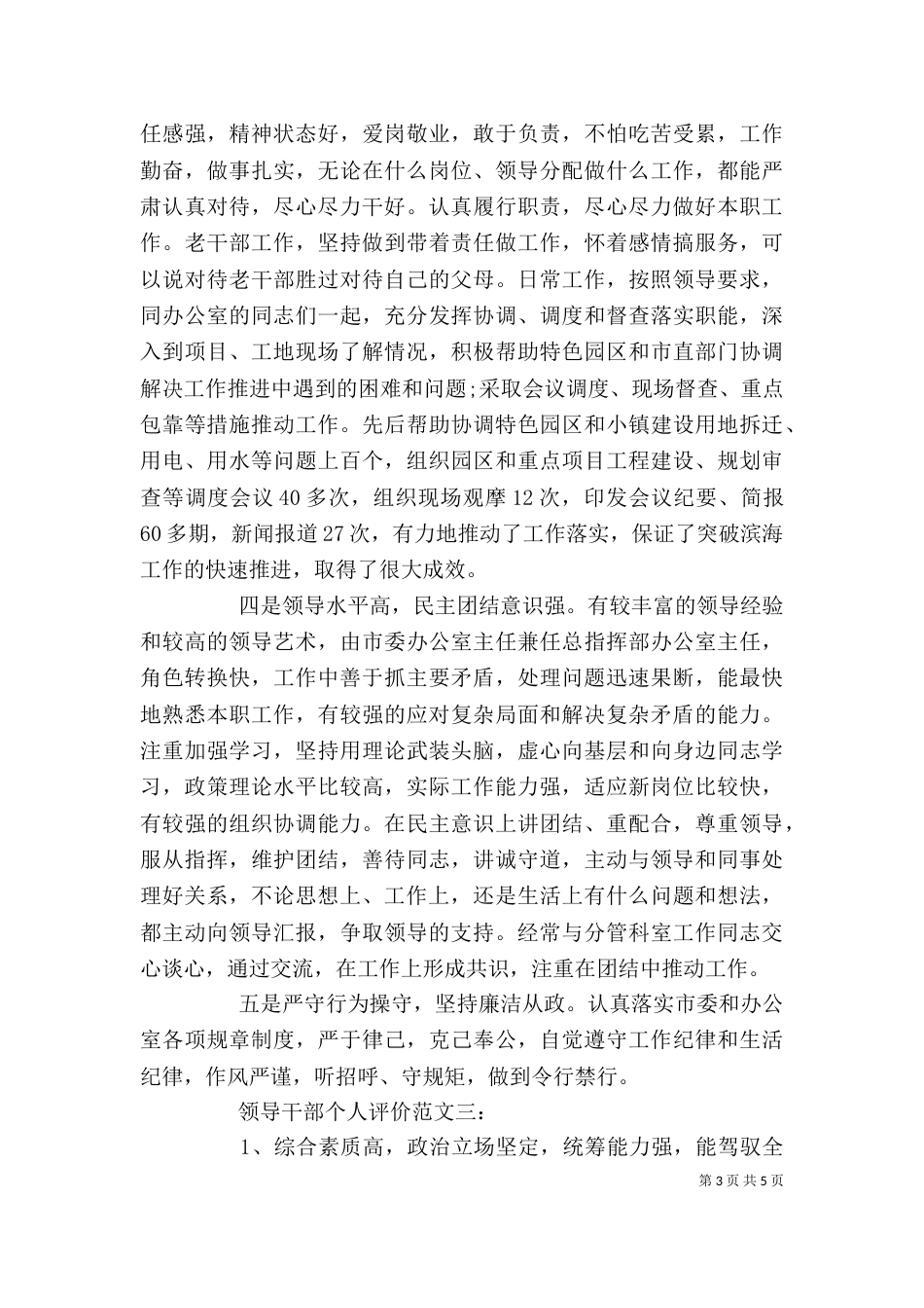 领导干部个人评价（一）_第3页