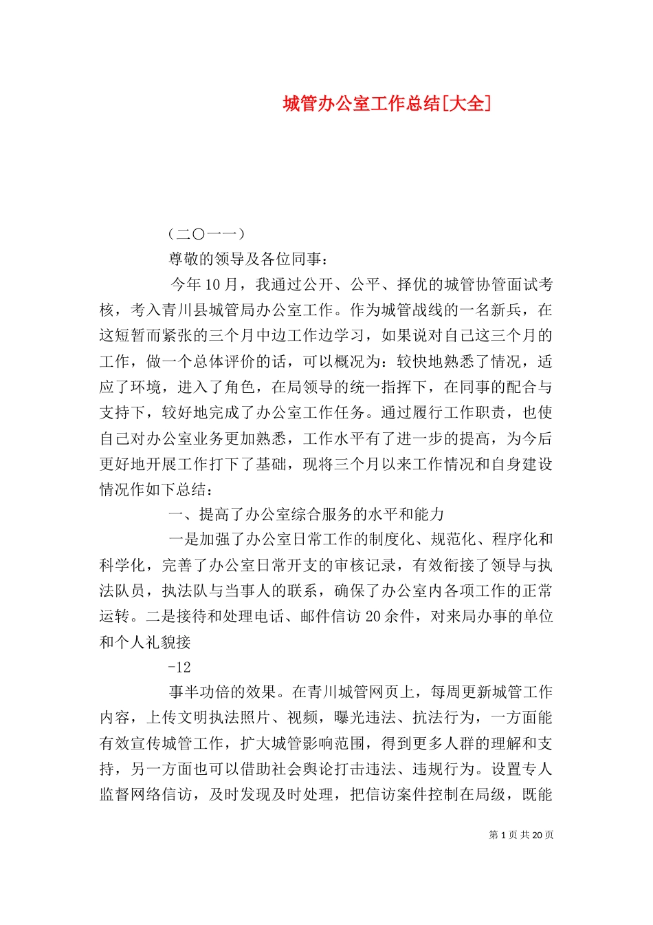 城管办公室工作总结[大全]_第1页