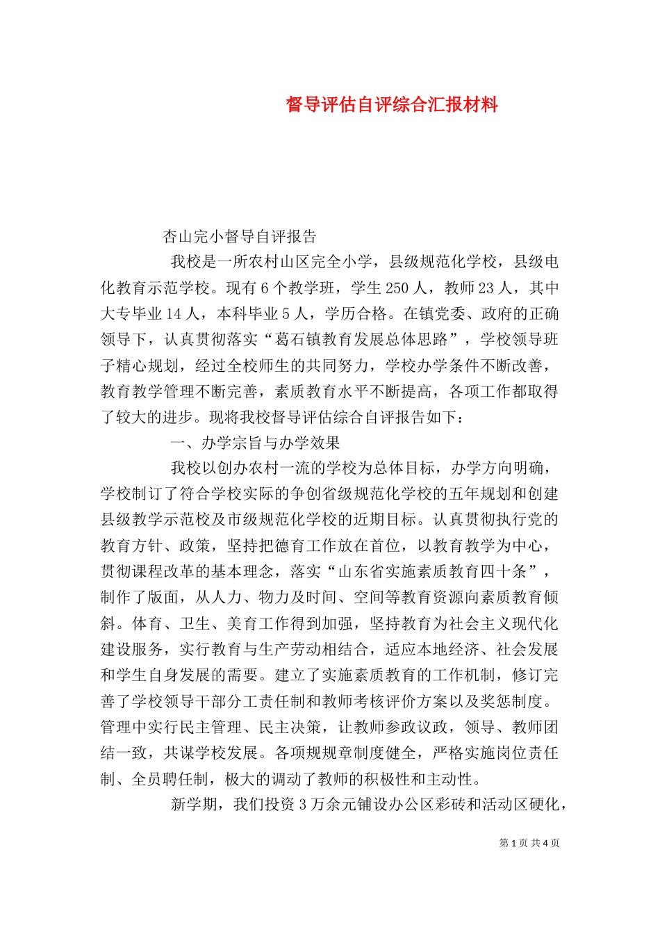 督导评估自评综合汇报材料_第1页