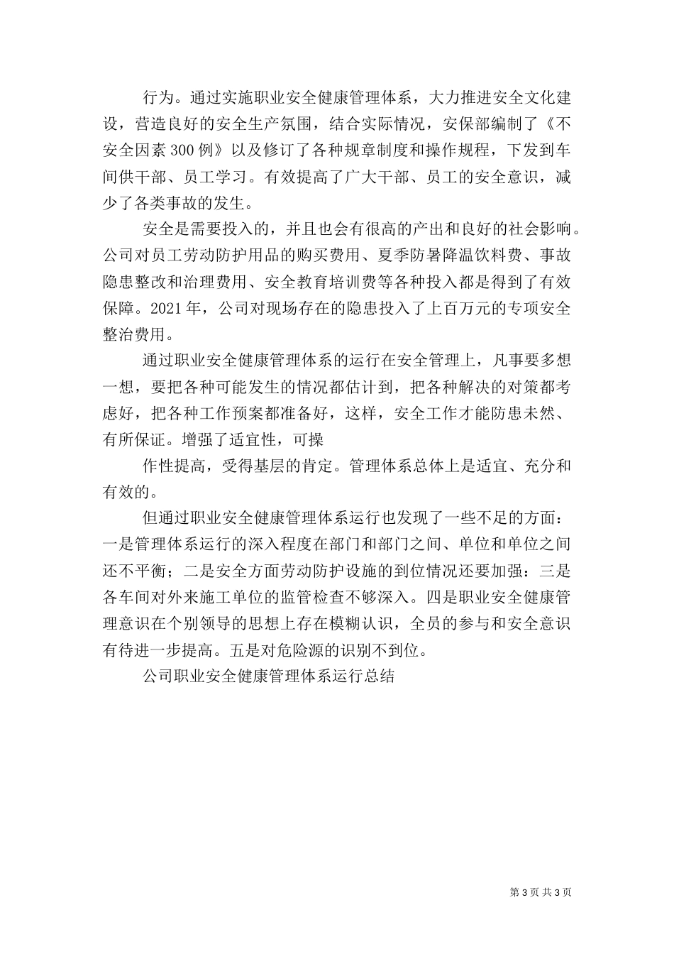 职业健康安全管理体系运行总结（一）_第3页