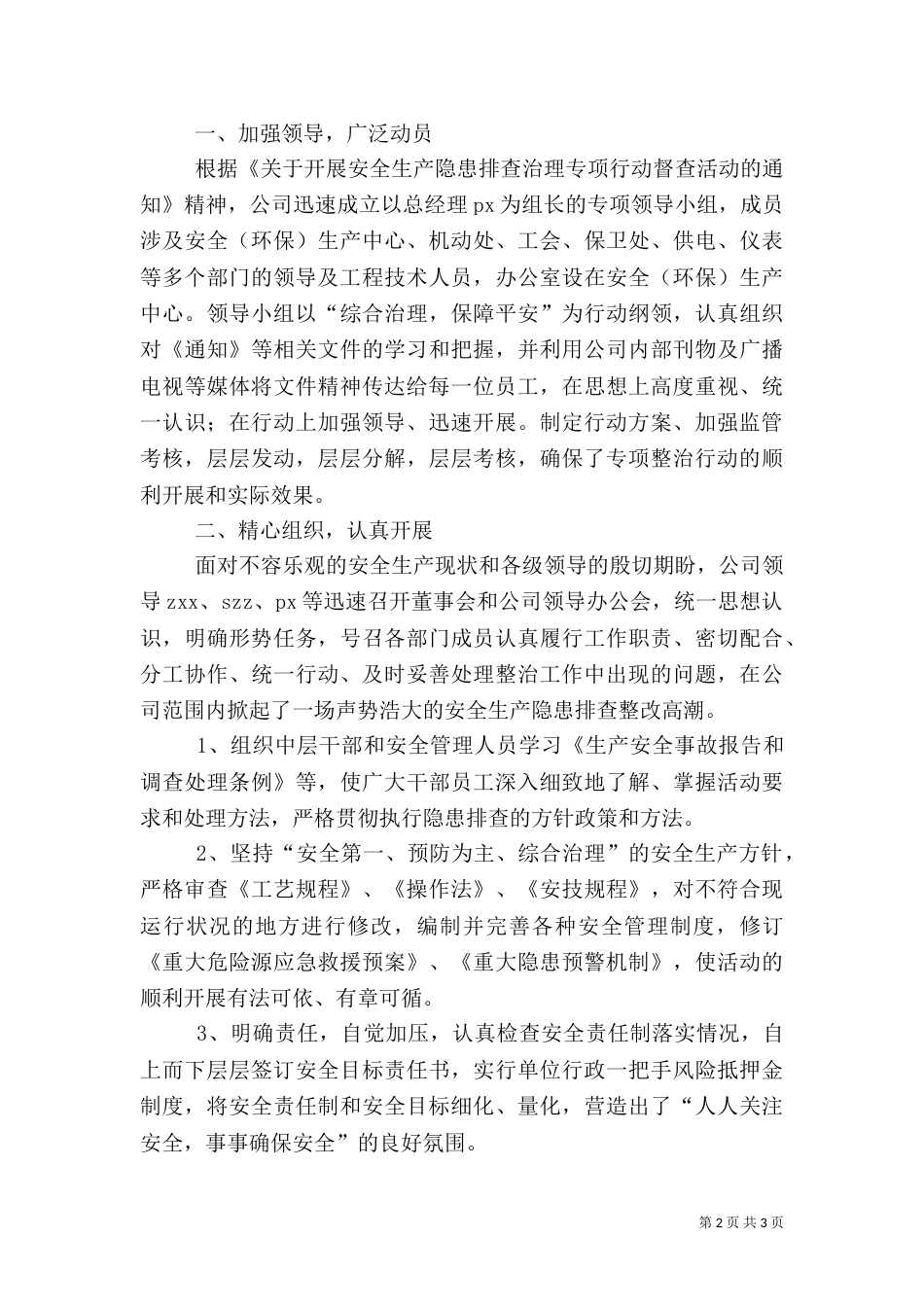 安全生产隐患排查治理专项行动情况总结_第2页