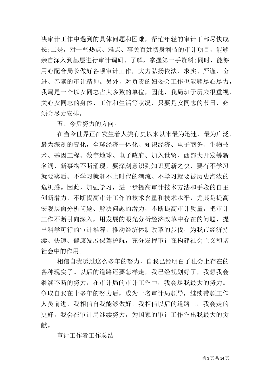 审计工作者工作总结_第3页
