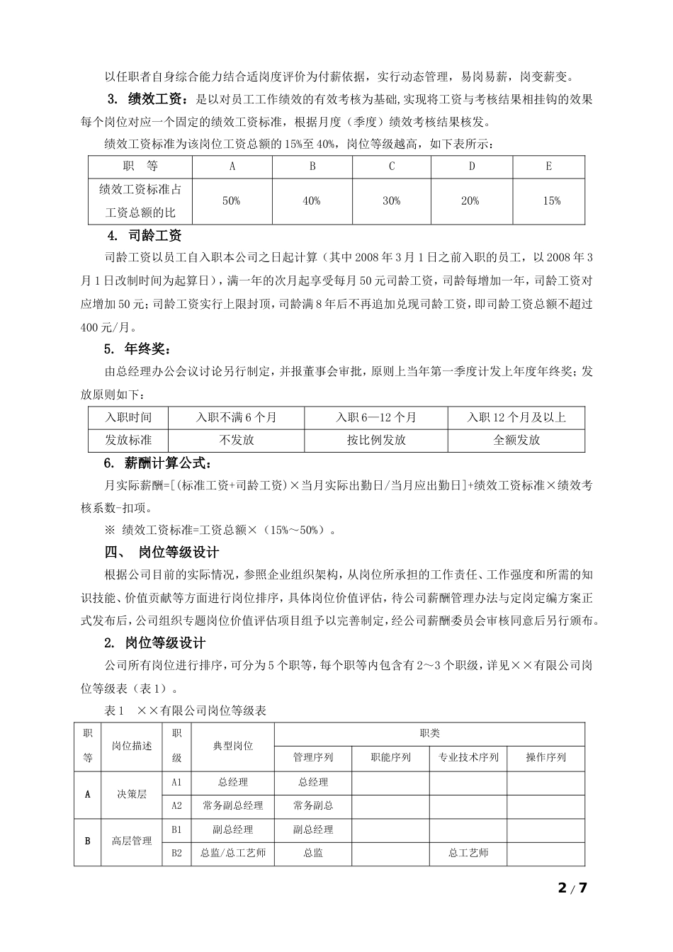 年度薪酬调整方案（岗位绩效工资制）_第2页