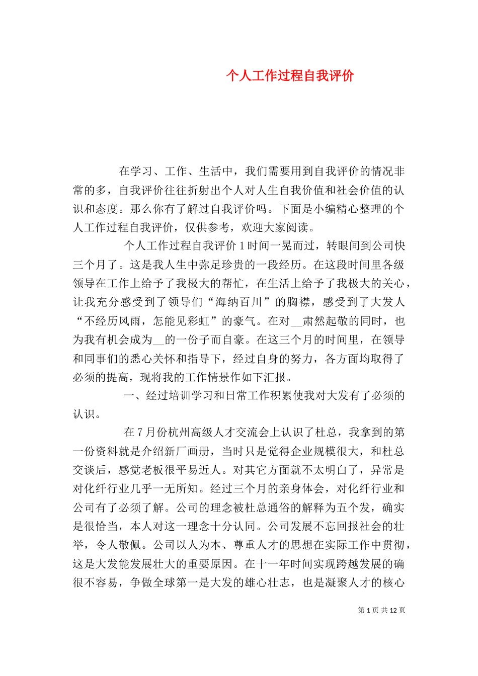 个人工作过程自我评价_第1页