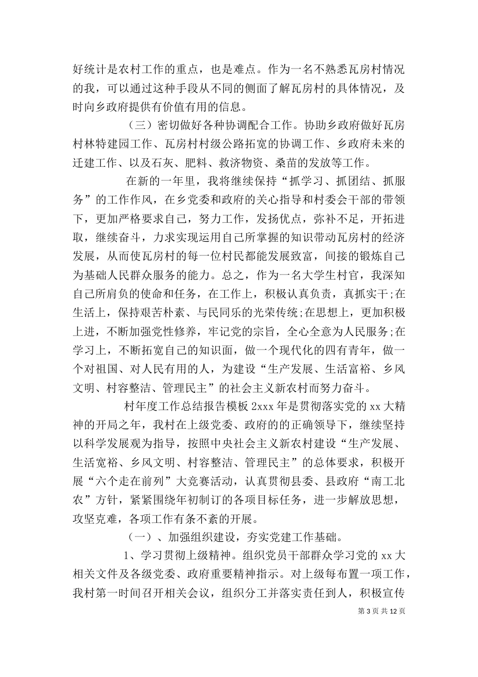 村年度工作总结报告模板_第3页