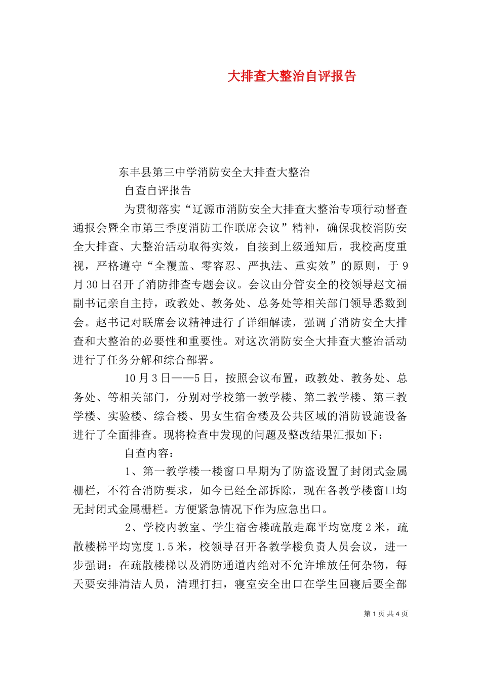 大排查大整治自评报告（二）_第1页