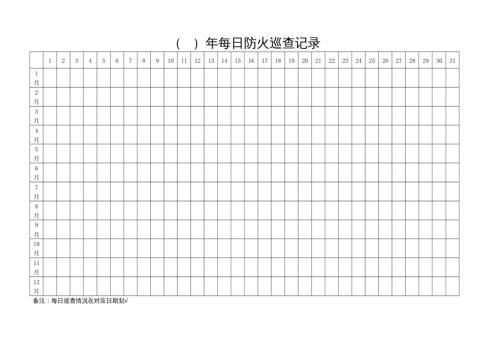 2023年消防栓检查、灭火器单项检查、每日防火巡查记录表格模板_第3页