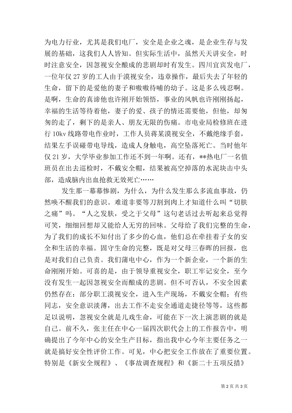 让我们注意电力安全演讲稿（三）_第2页