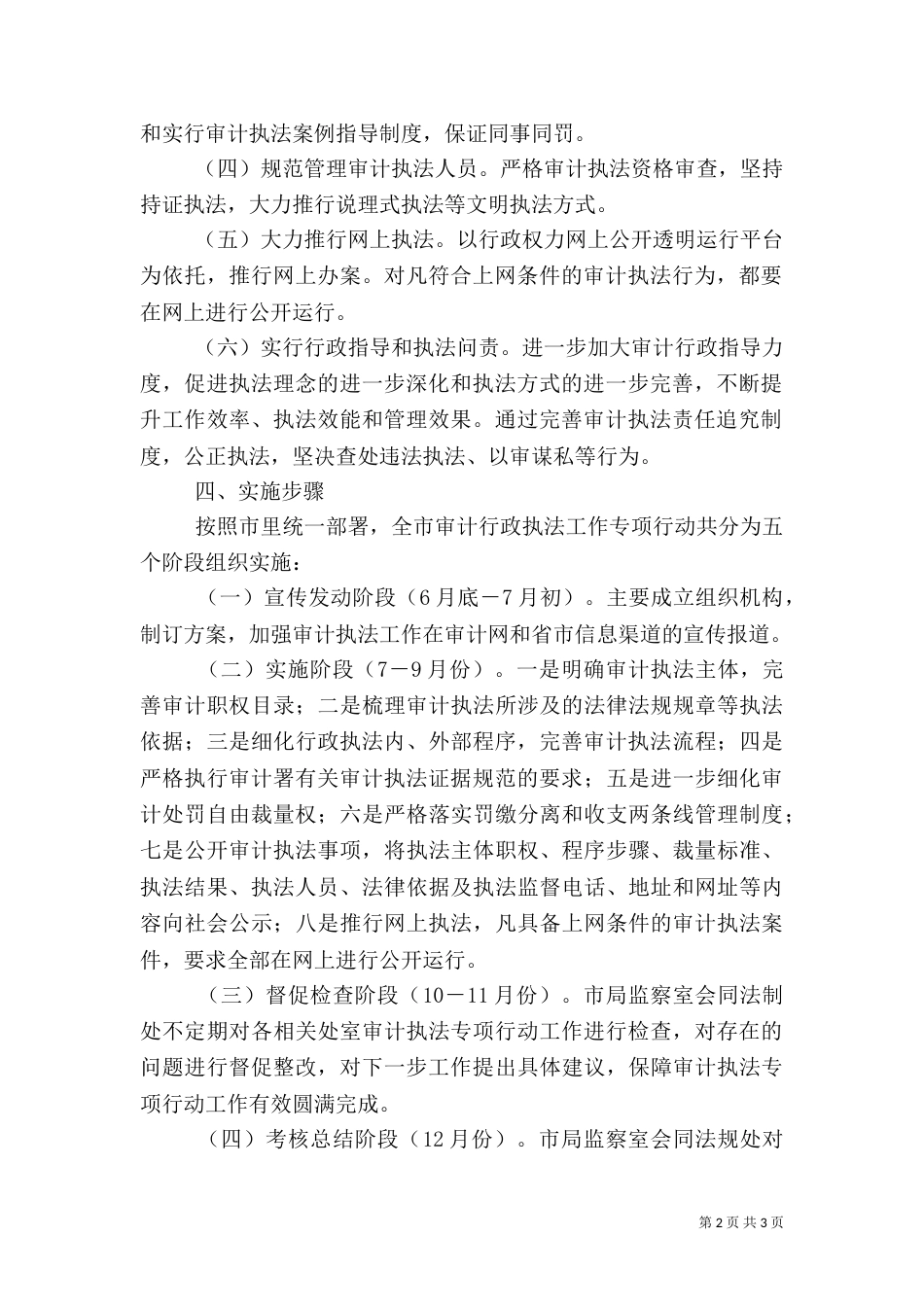 审计执法专项行动工作方案_第2页