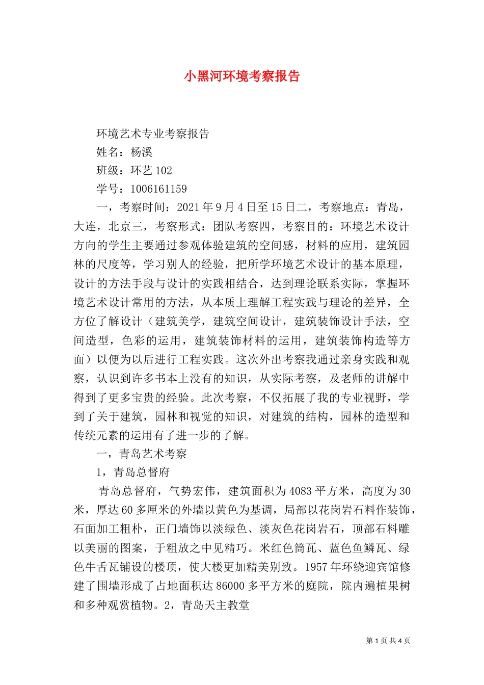 小黑河环境考察报告_第1页