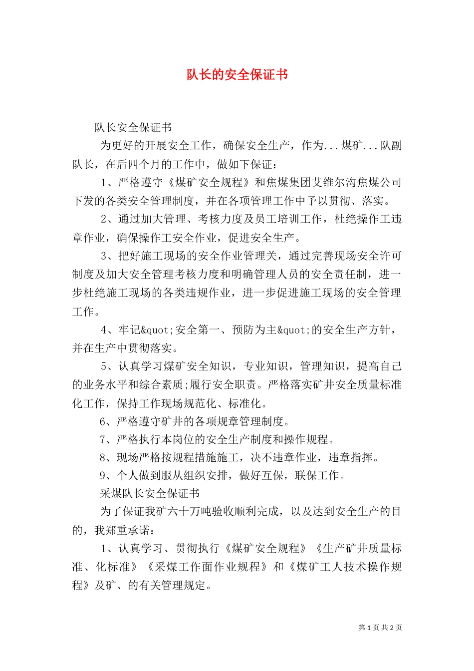 队长的安全保证书_第1页
