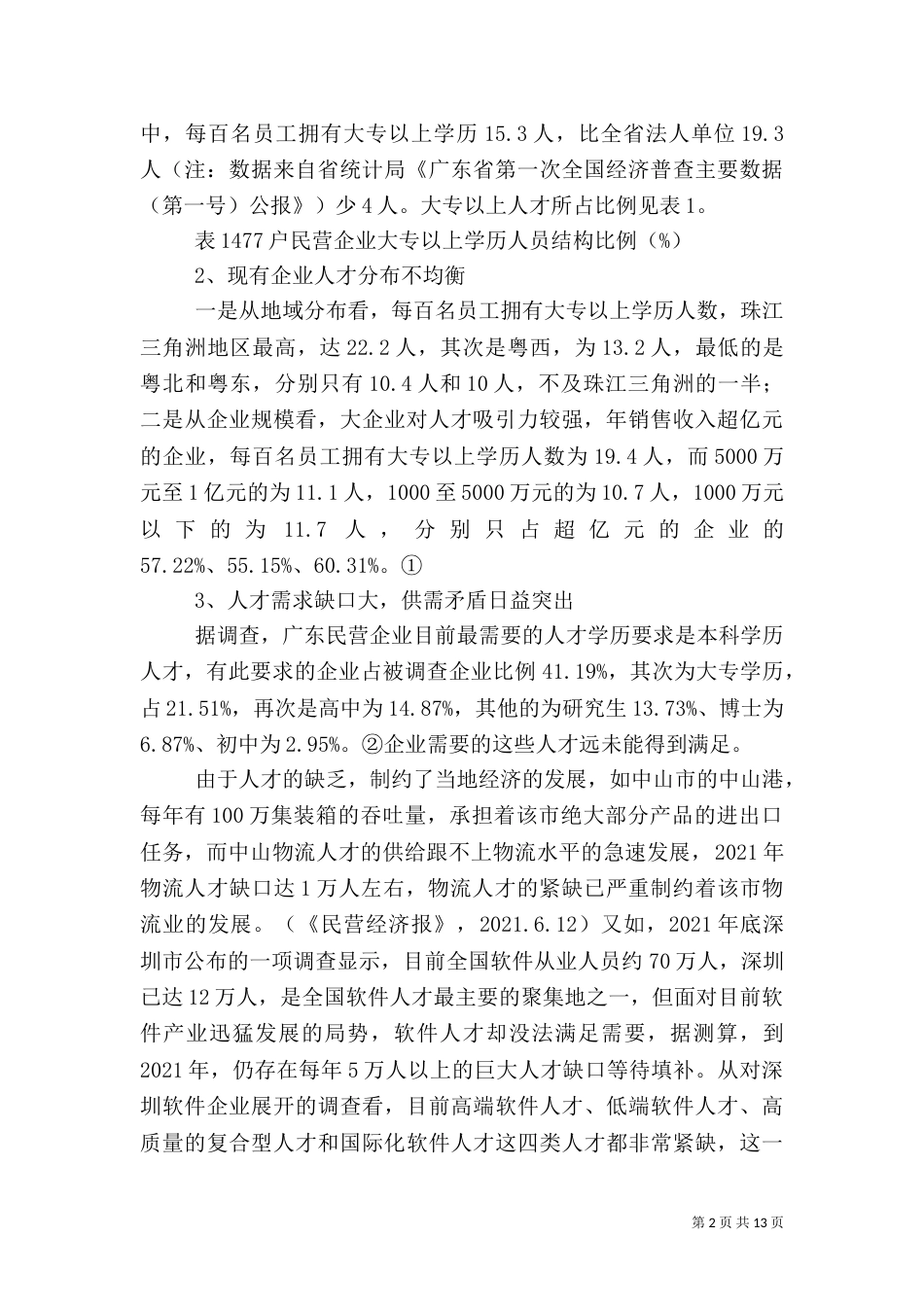 广东民营企业人才问题对策_第2页