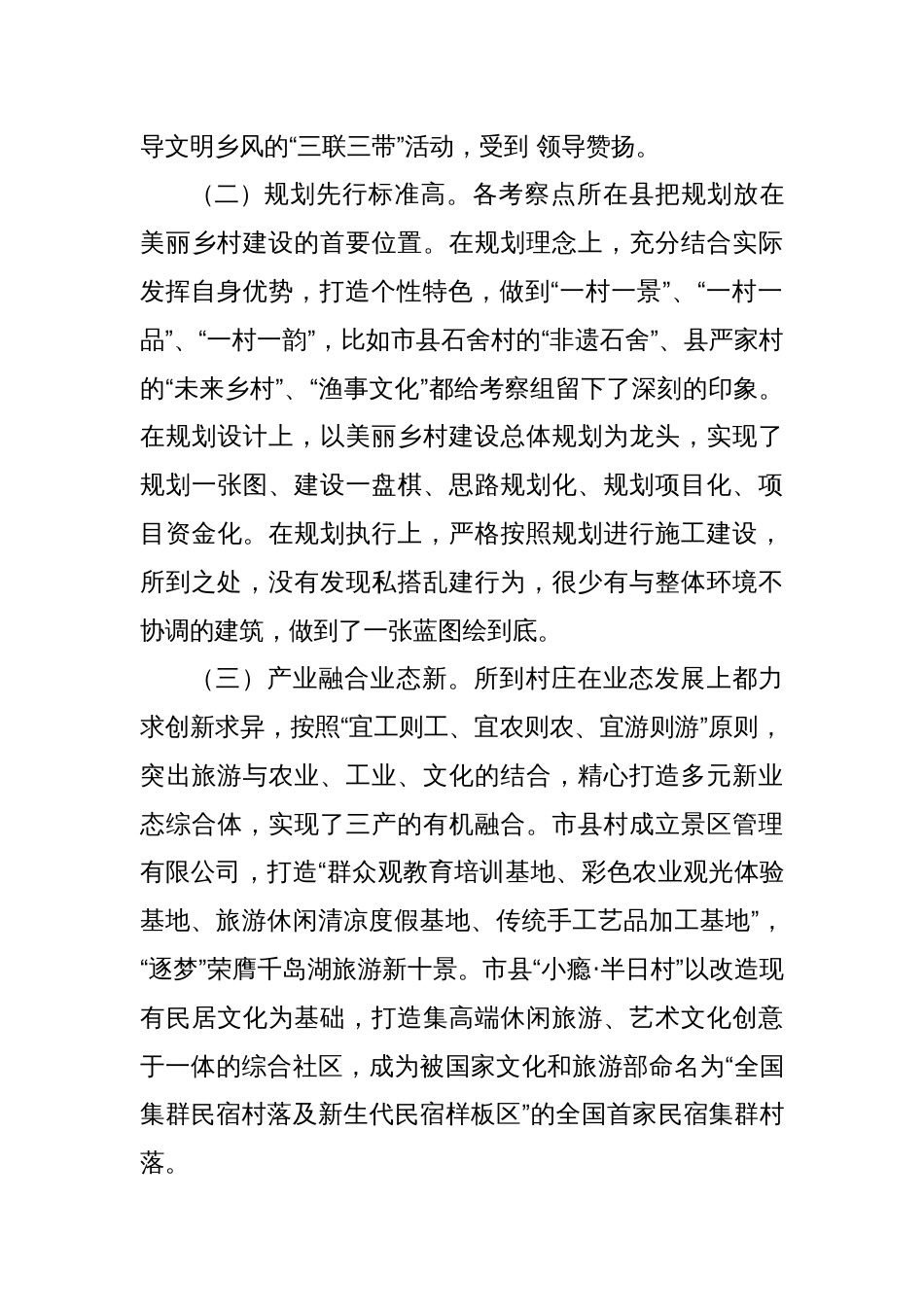 2023年赴考察乡村工作调研研究经验总结_第3页