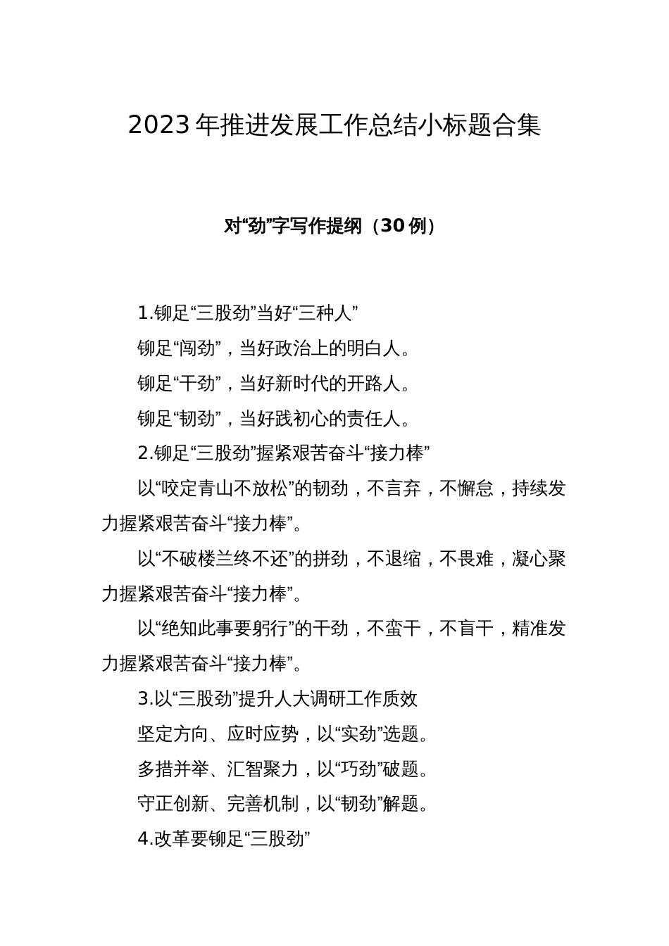 2023年推进发展工作总结小标题合集_第1页