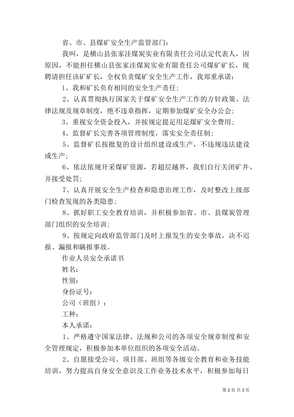 安全承诺书优秀范文_第2页