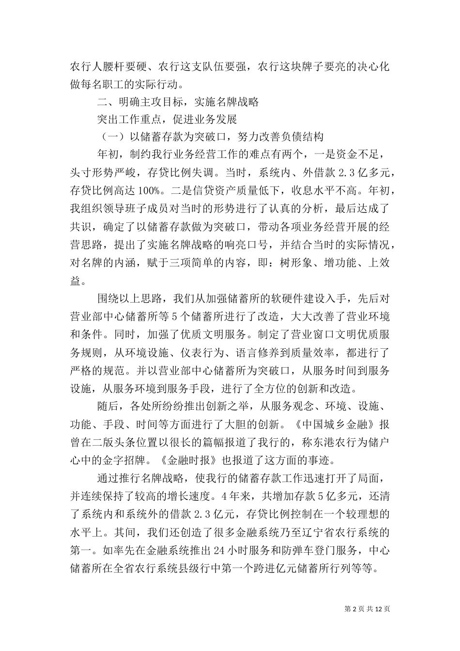 银行行长个人工作总结报告_第2页