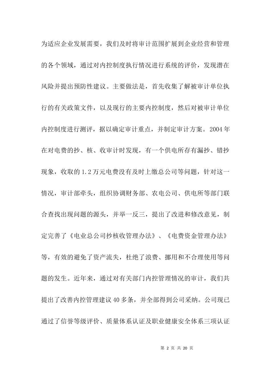 电业总公司审计转型经验交流3篇_第2页