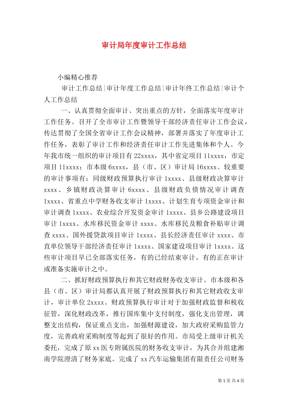审计局年度审计工作总结（一）_第1页