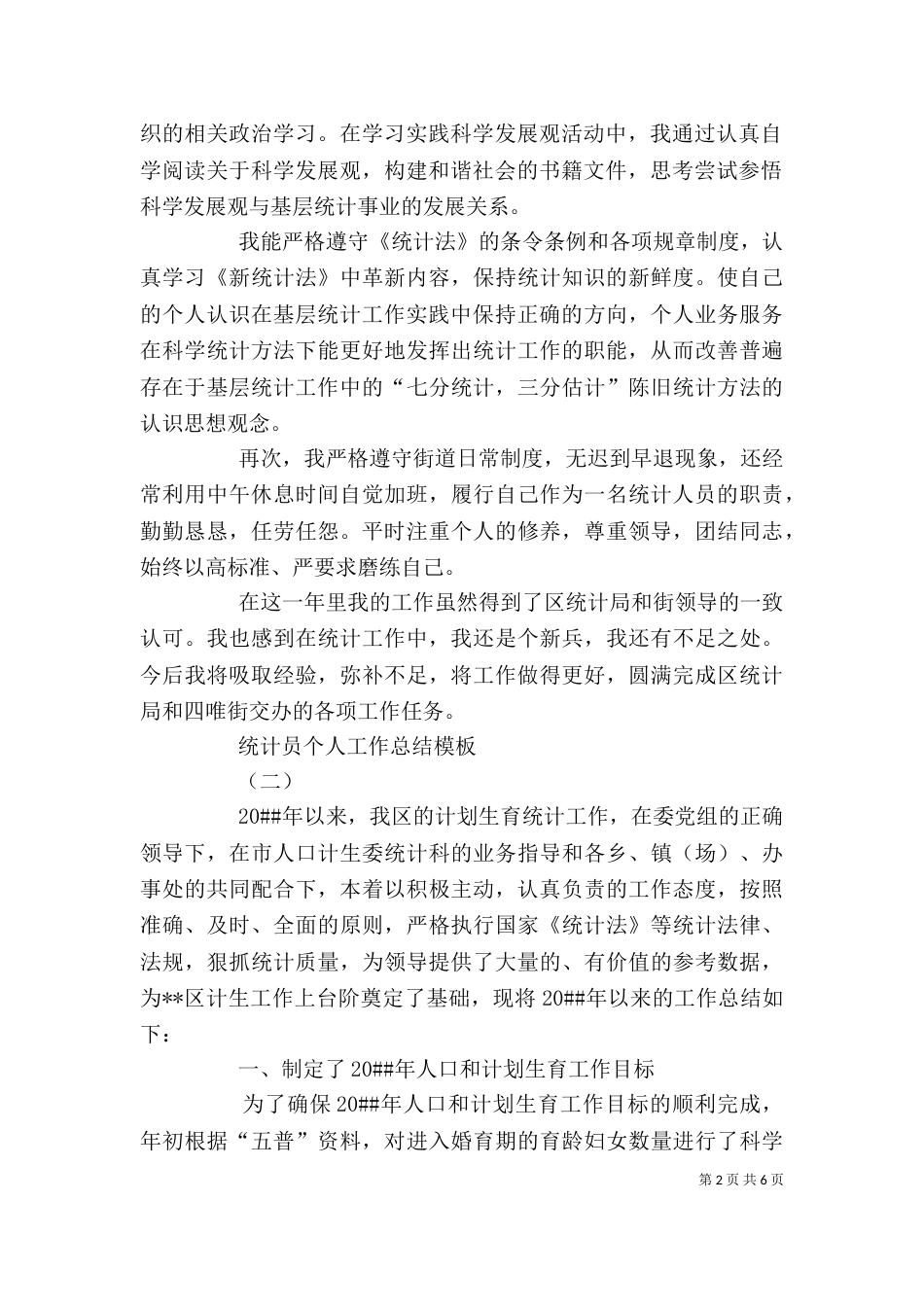 统计员个人工作总结模板_第2页