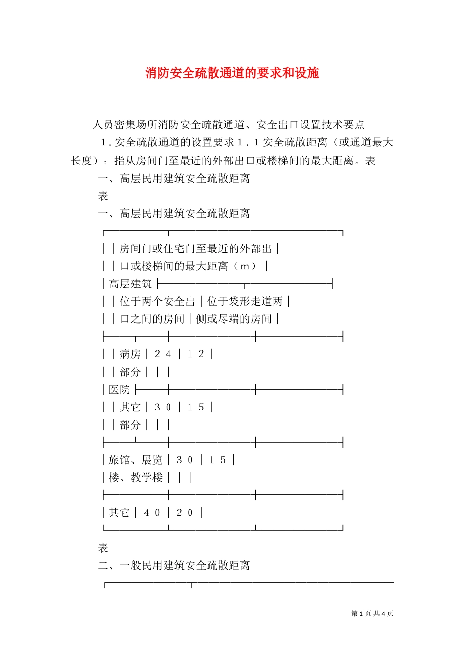 消防安全疏散通道的要求和设施_第1页