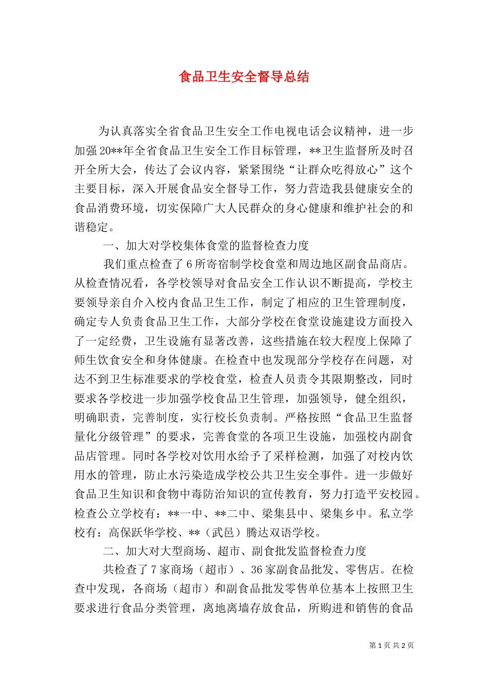 食品卫生安全督导总结_第1页