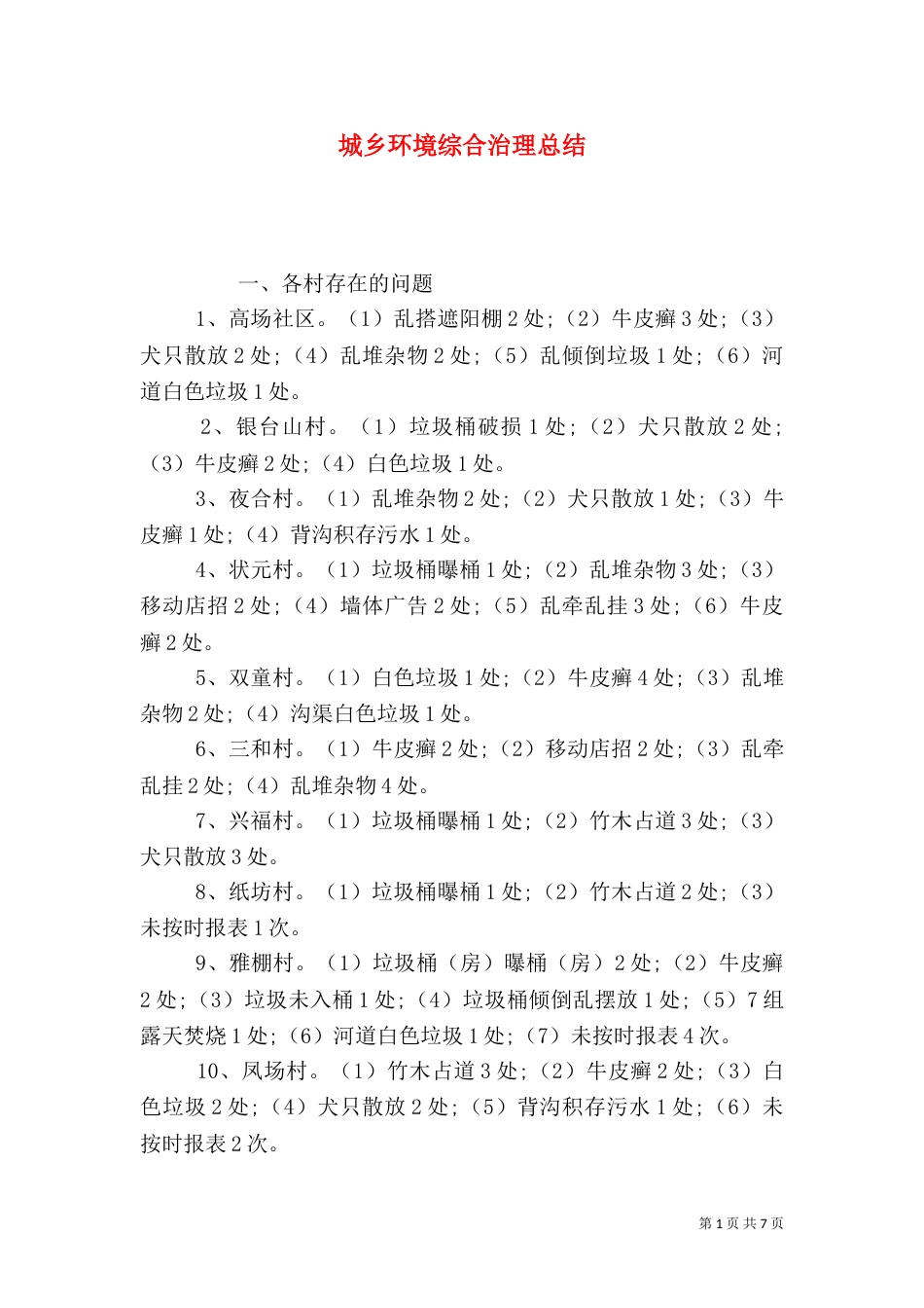 城乡环境综合治理总结_第1页