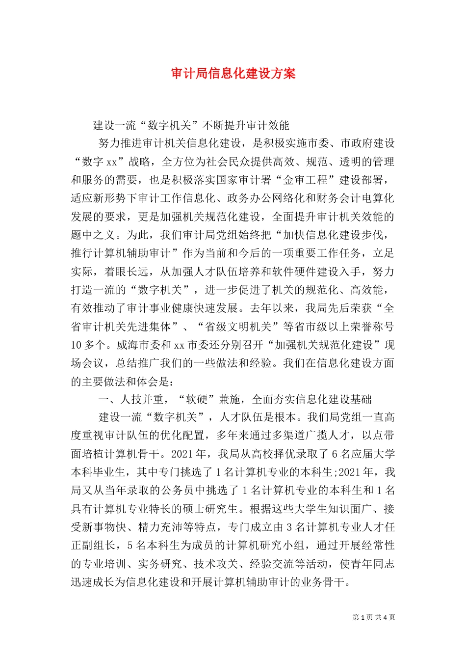 审计局信息化建设方案_第1页
