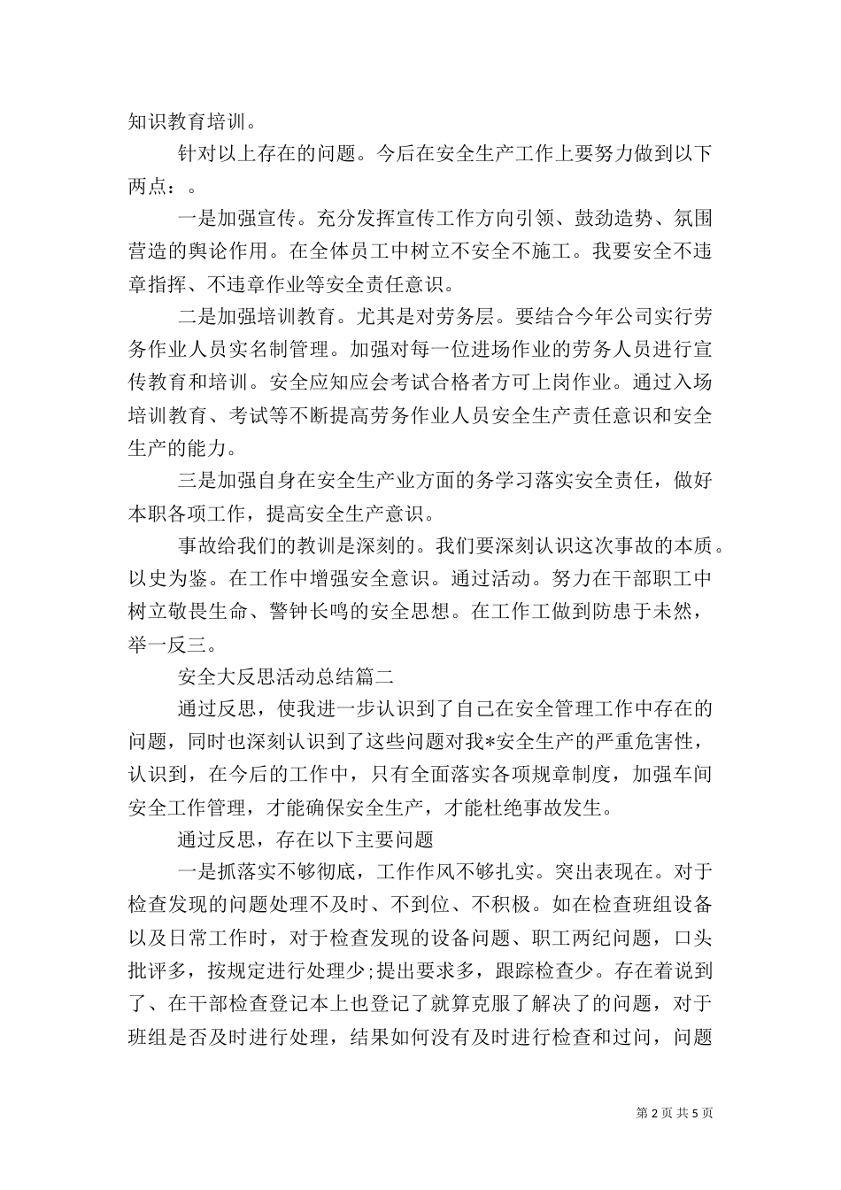 安全大反思活动总结_第2页