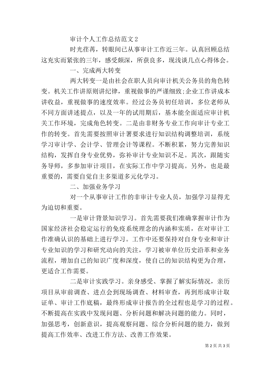 最新审计个人工作总结两篇_第2页