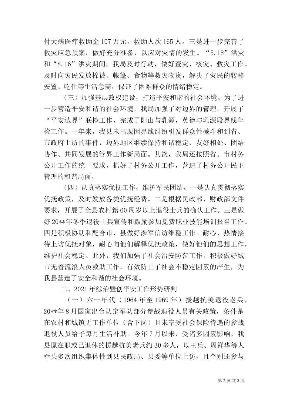 民政局平安综治工作总结_第2页