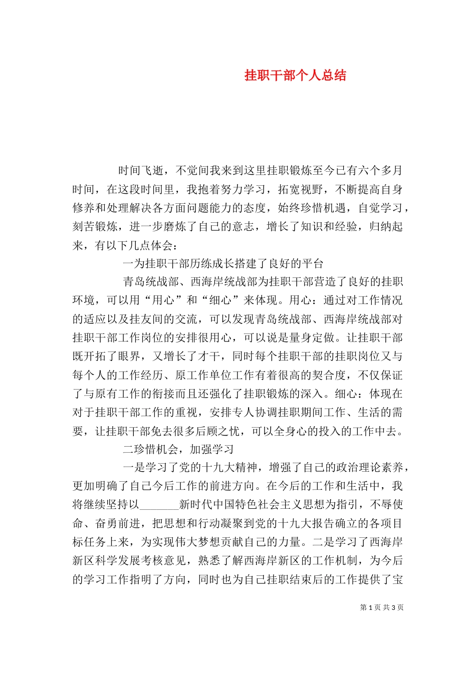 挂职干部个人总结（三）_第1页