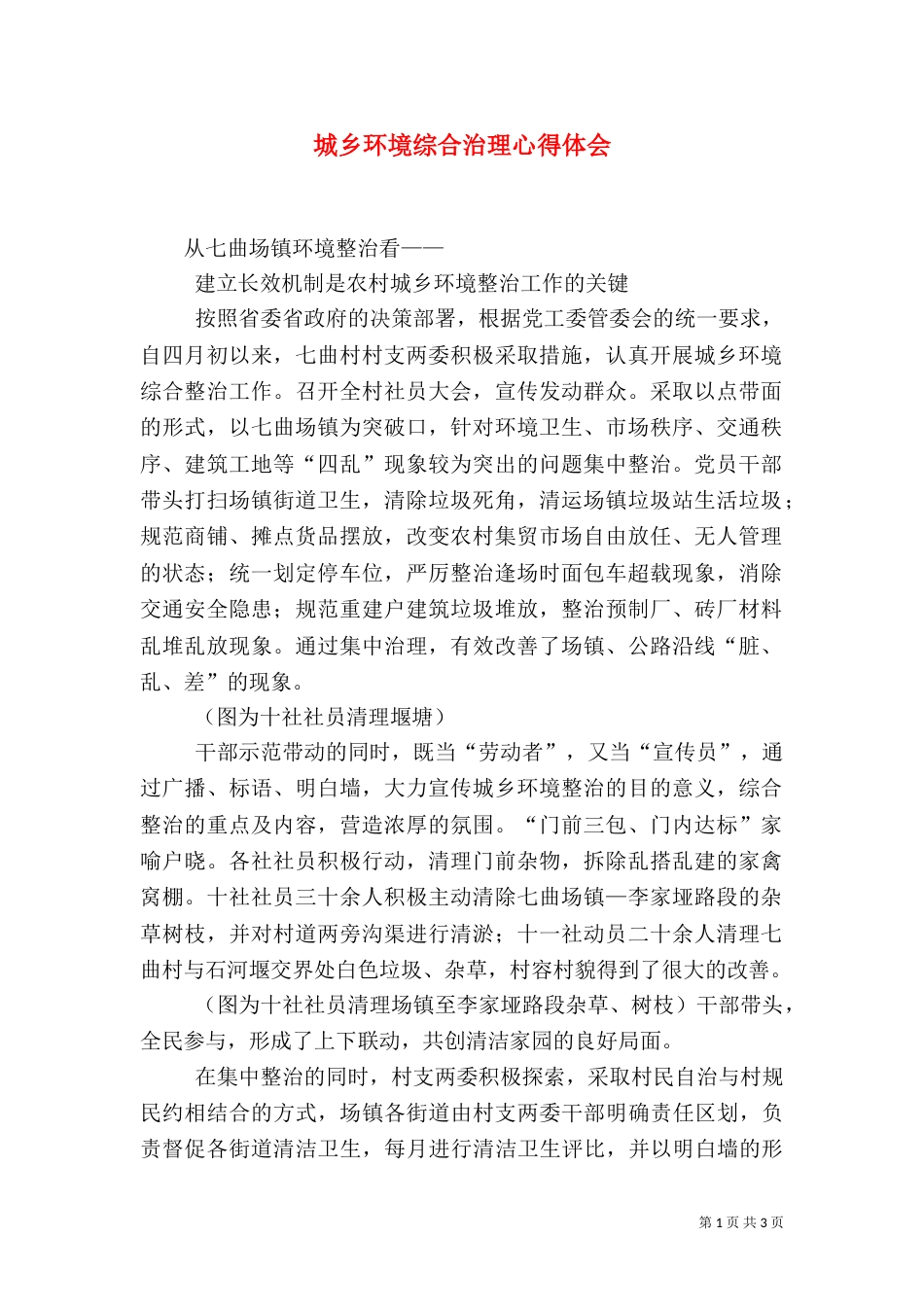 城乡环境综合治理心得体会_第1页