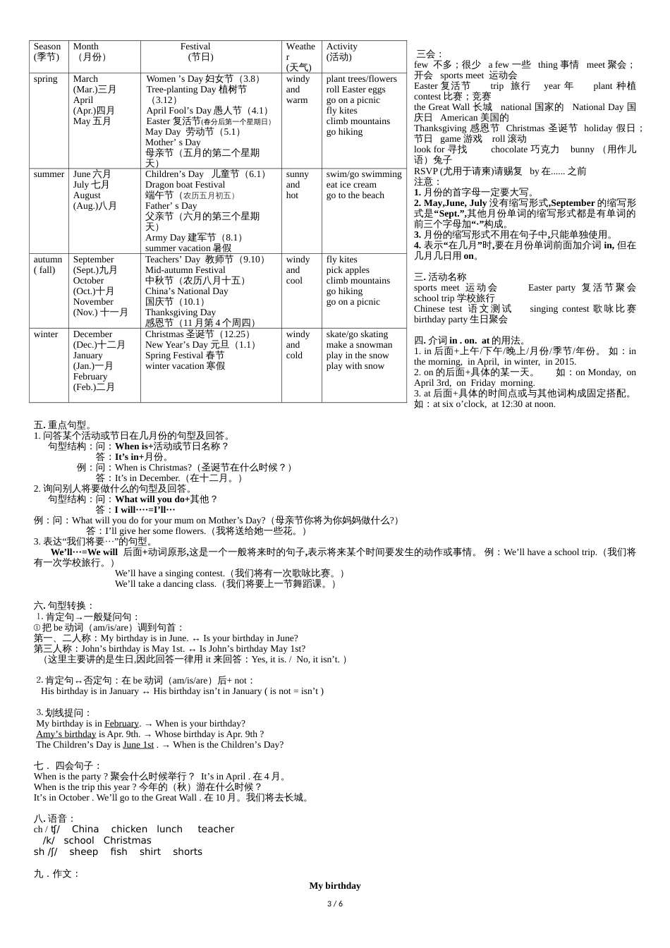 新版PEP五年级英语下册各单元知识点[共9页]_第3页