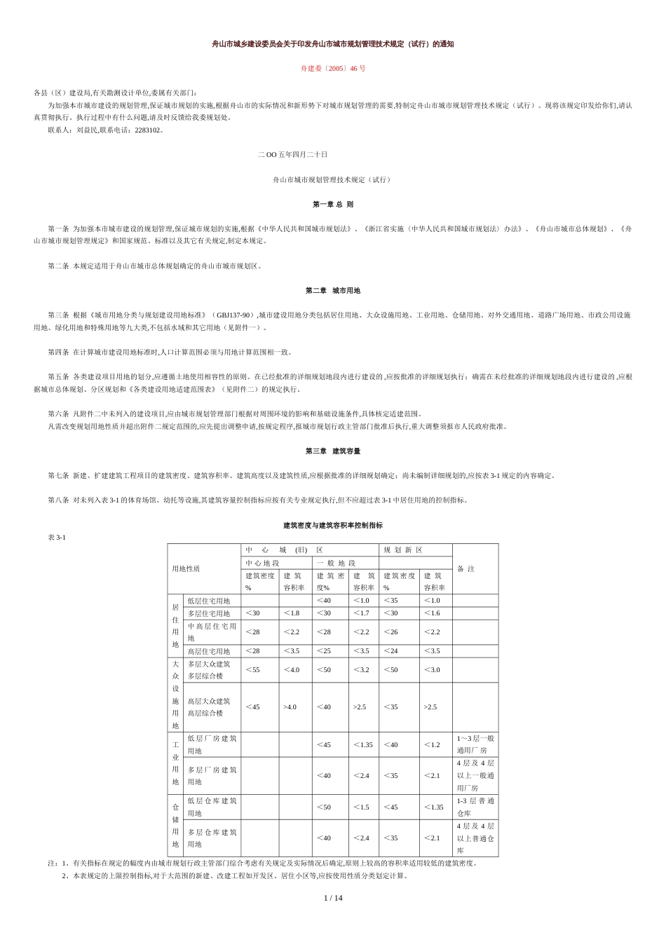 舟山市城市规划管理技术规定(试行)[共14页]_第1页