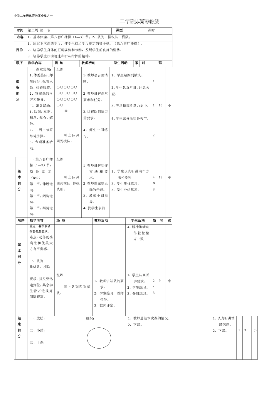 小学二年级体育教案全集[共18页]_第1页