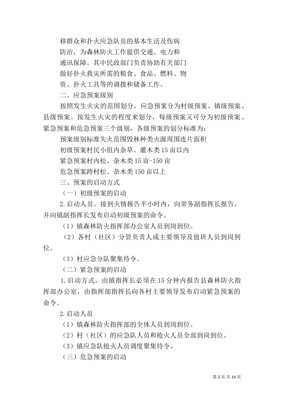 森林防火应急预案（5篇）_第2页