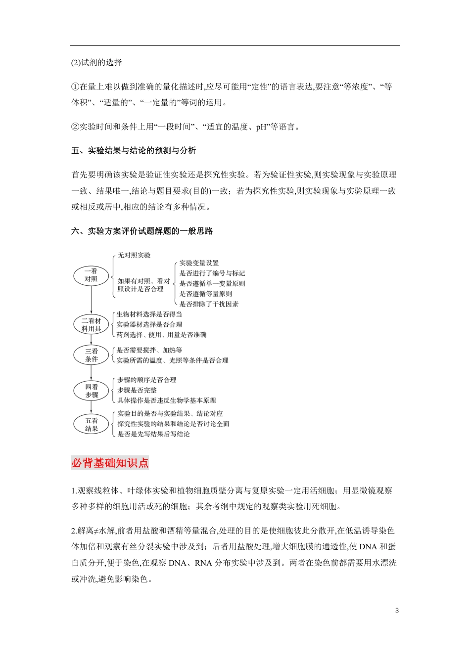 专题13 实验与探究-【口袋书】2020年高考生物必背知识手册_第3页