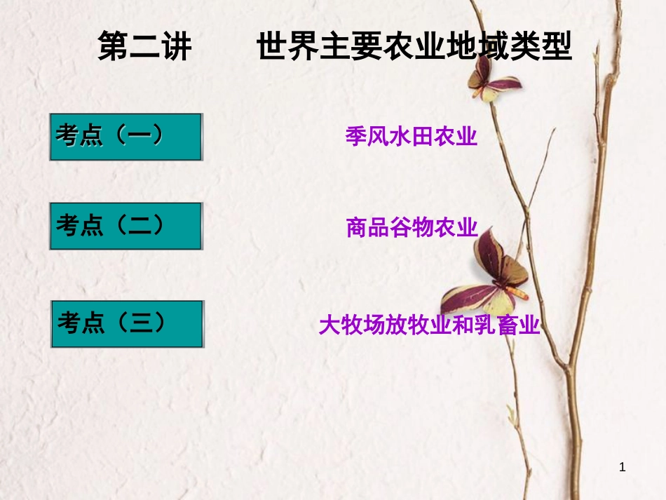 高三地理复习 第二部分 第三章 农业与地理环境 第二讲 世界主要农业地域类型课件[共42页]_第1页