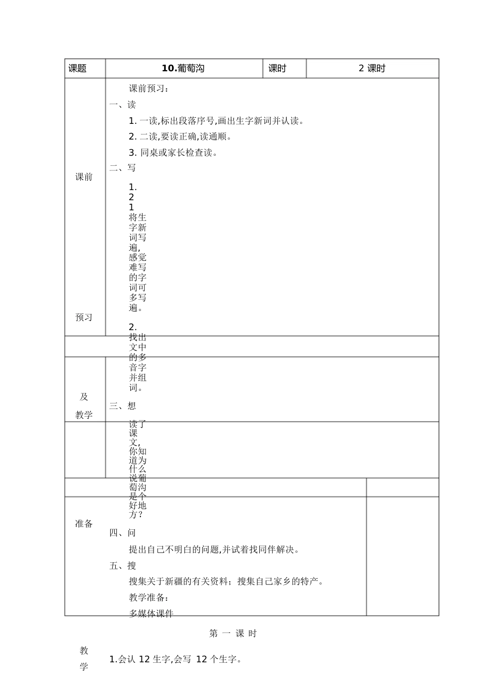 二年级下语文第三单元葡萄沟[共11页]_第1页