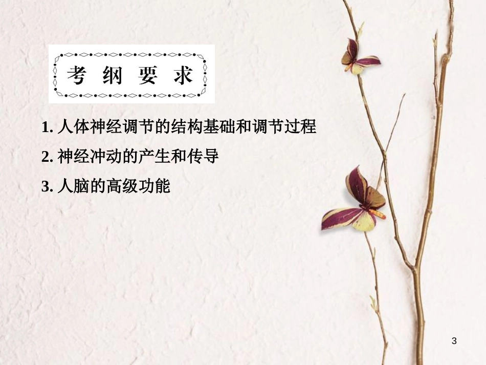 高考高考生物一轮复习 第二章 动物和人体生命活动的调节（第三十二课时）第1节 通过神经系统的调节课件 新人教版必修3_第3页