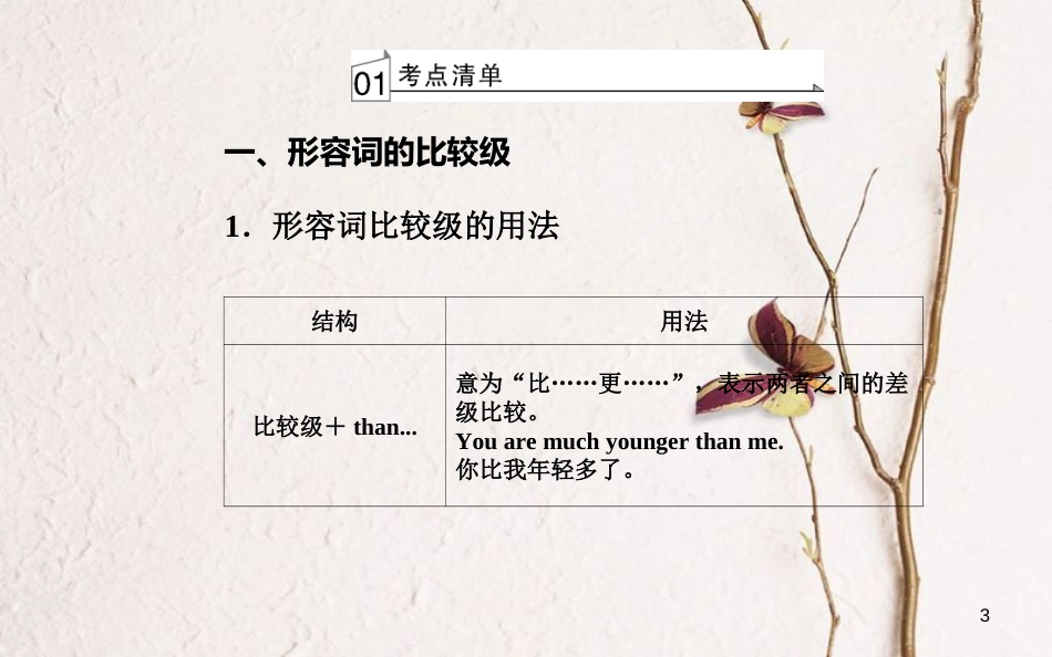 高考英语一轮复习 第二部分 基础语法突破 专题四形容词与副词学业水平测试课件[共42页]_第3页