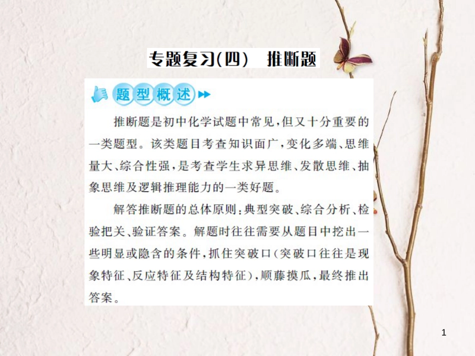 中考化学总复习 第二篇 专题突破 提升能力 专题复习（四）推断题课件[共36页]_第1页