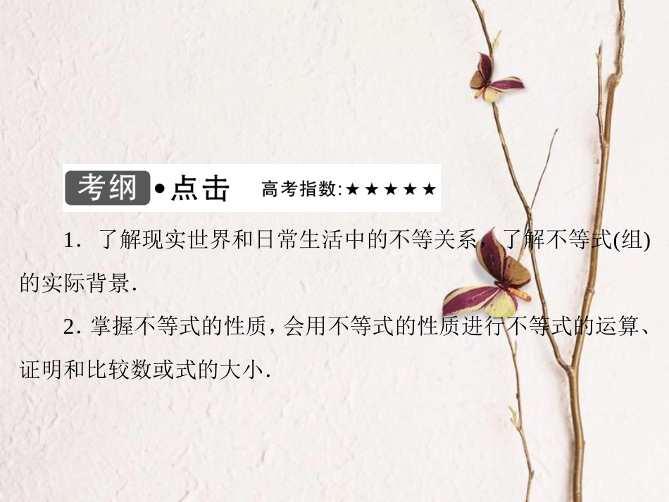 高考数学大一轮复习 第六章 不等式与推理证明 第1课时 不等关系与不等式课件 文 北师大版_第3页