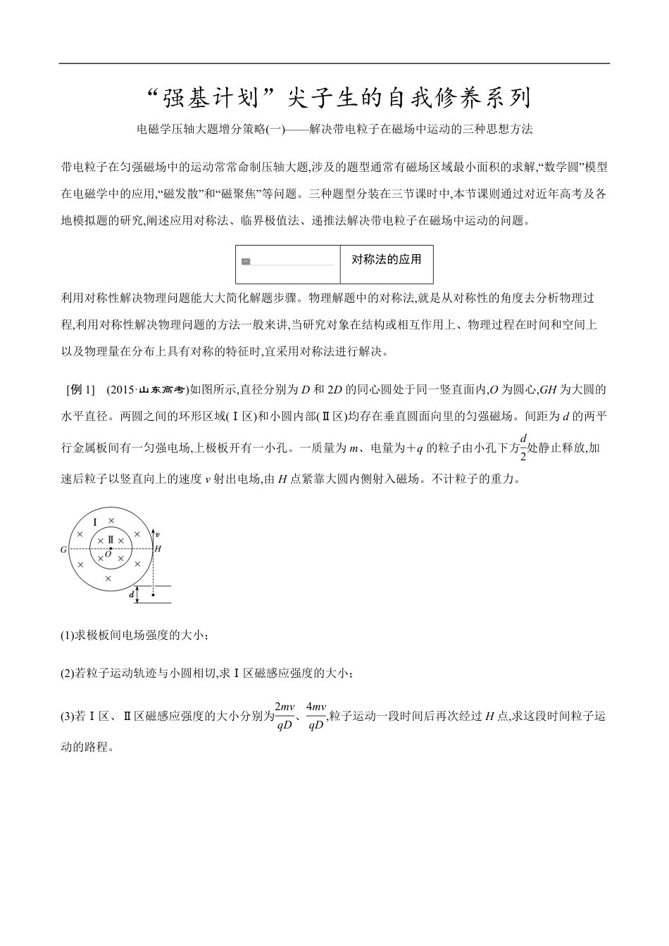 专题10 带电粒子在磁场中的运动压轴大题几个增分策略（原卷版）_第1页