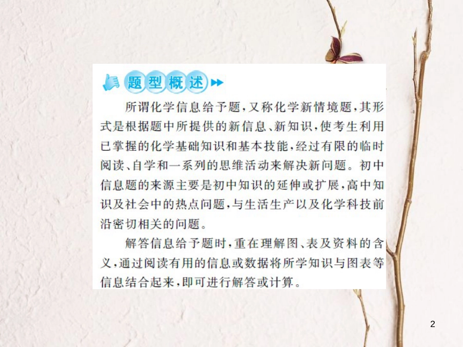 中考化学总复习 第二篇 专题突破 提升能力 专题复习（一）信息给予题课件[共32页]_第2页